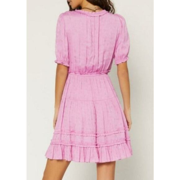 Current Air Pink Embossed Ruffle Mini Dress Size Small - Picture 2 of 10